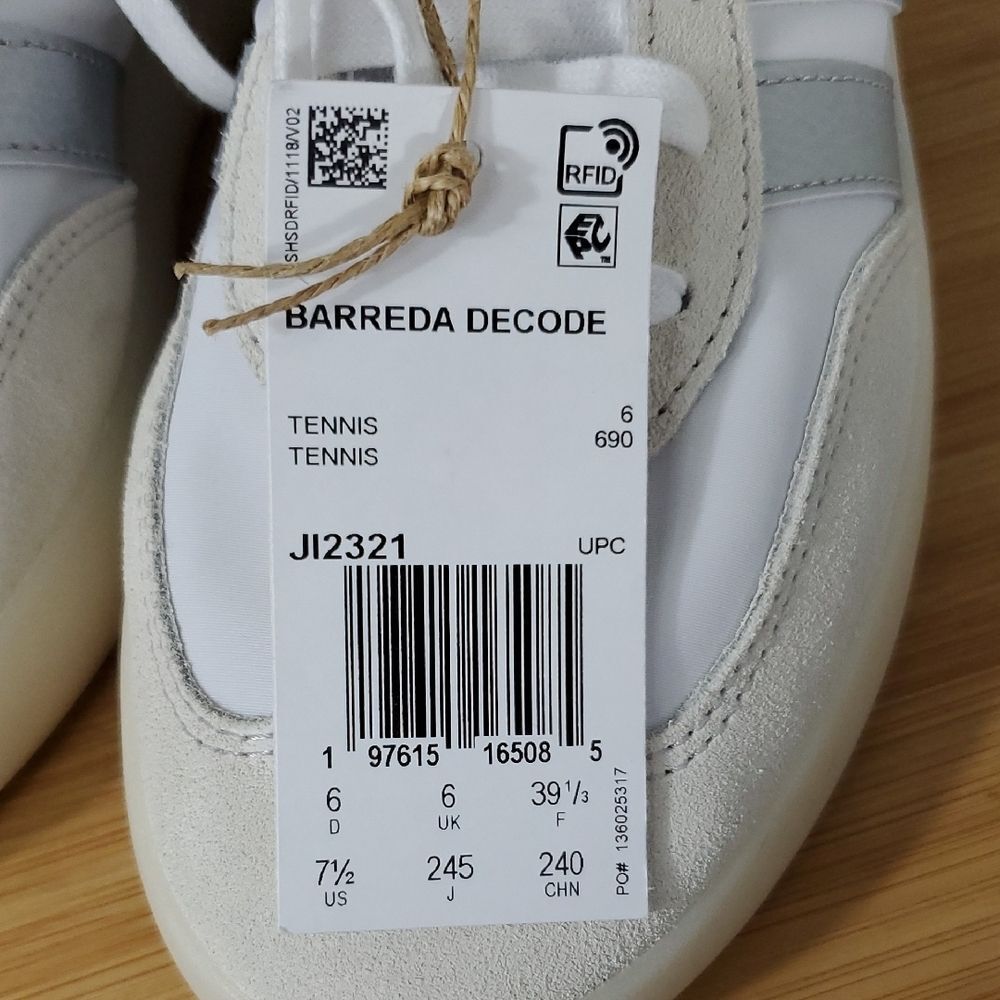 Adidas Barreda Decode Women's Tennis Shoes Size 7.5 White Silver NIB - Picture 8 of 10